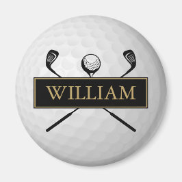Personlig Svart Och Guld Golfboll Magnet
