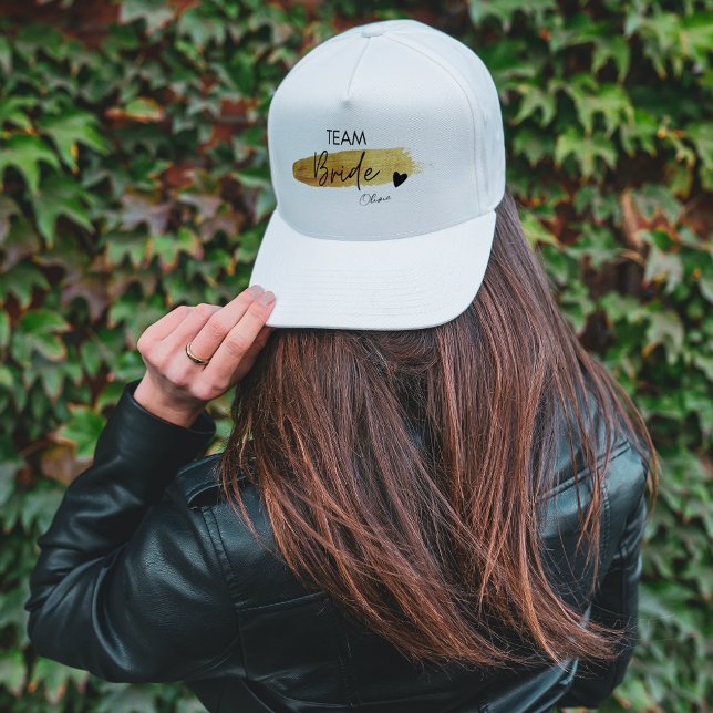 Personlig Svart och Guld Modern Chic Brudlag Keps (Gold & Black Modern Chic Team Bride Personalized Trucker Hat)