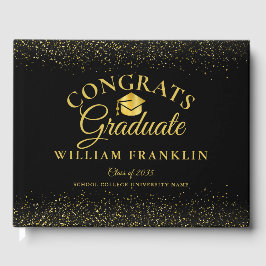 Personlig svart och guld modern examen gästböcker