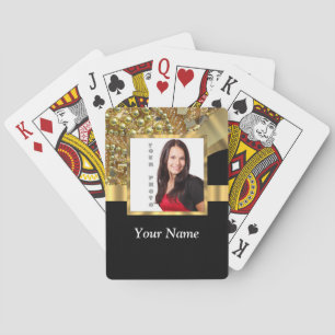 Personlig svart och guld spel kort