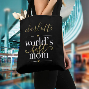 Personlig Svart Och Guld Världens Bästa Mamma Tygkasse