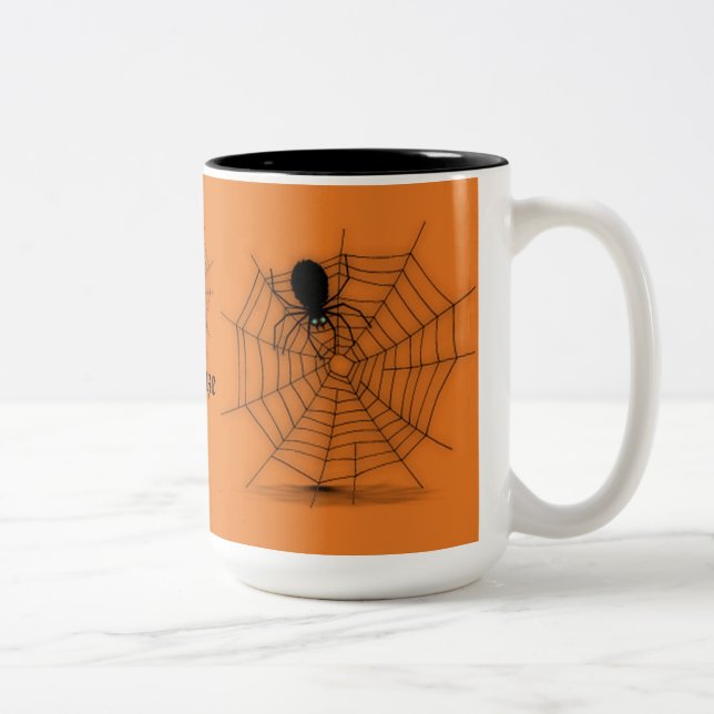 Personlig, svart och Orange, Spindelnät Mugg (Höger)