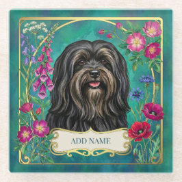 Personlig svart och tan Lhasa Apso glasunderlägg