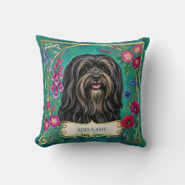 Personlig svart och tan Lhasa Apso-kudde Kudde
