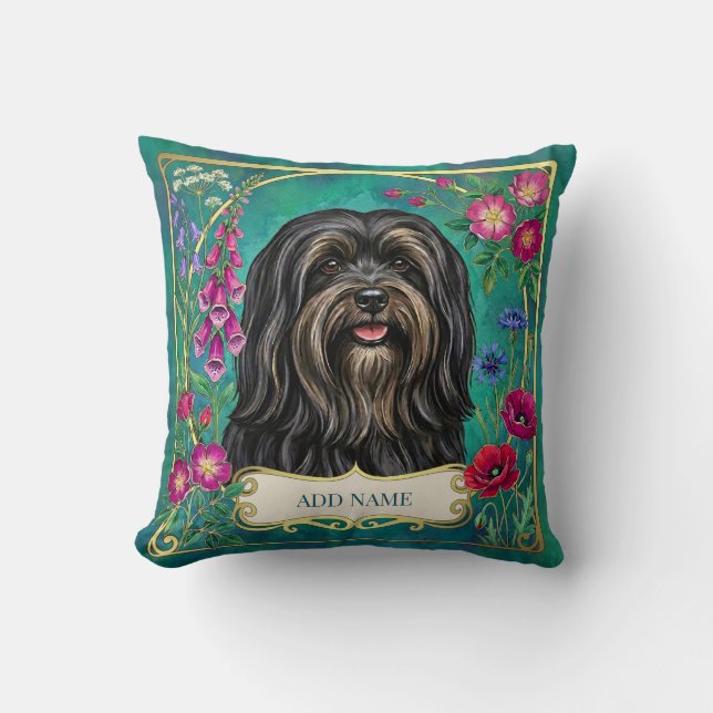 Personlig svart och tan Lhasa Apso-kudde Kudde (Framsida)