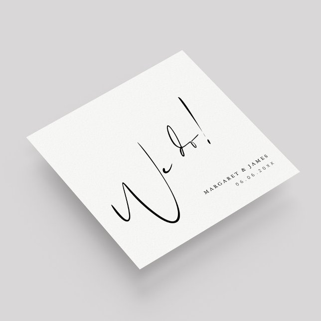 Personlig Svart och Vit Bröllopsduk Pappersservett (Personalized Wedding Napkins with We Do Design)