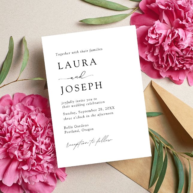 Personlig svart och vit elegans bröllop inbjudningar (Personalized black white elegance wedding invitation sets a timeless tone with your custom details)