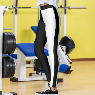 Personlig svart och vit enfärgade ränder leggings