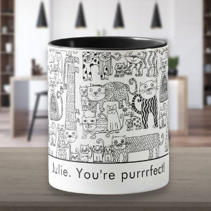 Personlig, svart och vit katter, modern mugg