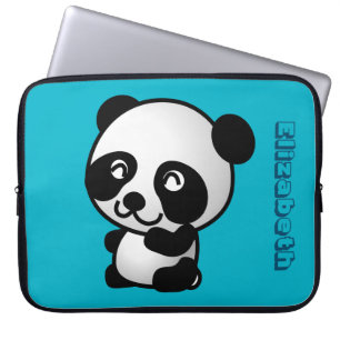Personlig Svart och vit lycklig panda björn Laptop Sleeve