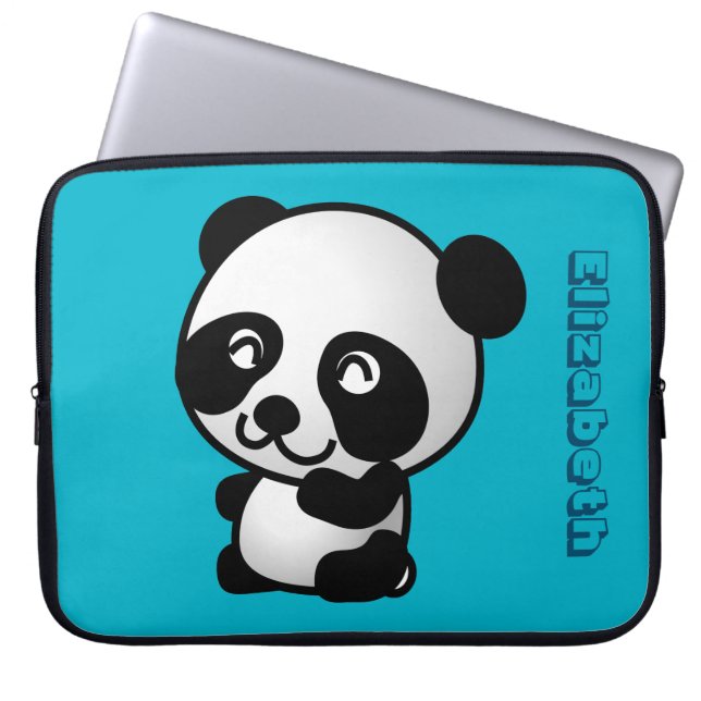 Personlig Svart och vit lycklig panda björn Laptop Sleeve (Framsidan)