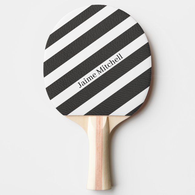 Personlig svart och vit med ditt eget namn pingisracket (Framsidan)