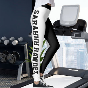 Personlig svart och vit randig yoga rolig present leggings