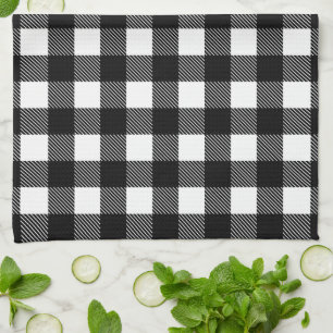 Personlig Svart och vitt Buffalo Plaid Köks Kökshandduk