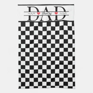 Personlig svart retro-rutig Pappa Bästa kock Kökshandduk