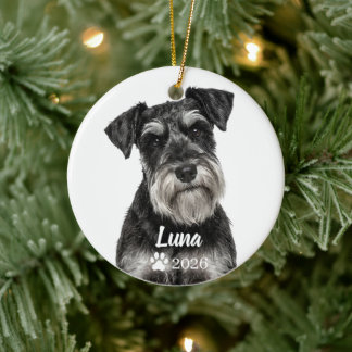 Personlig svart schnauzer hund foto prydnad julgransprydnad keramik
