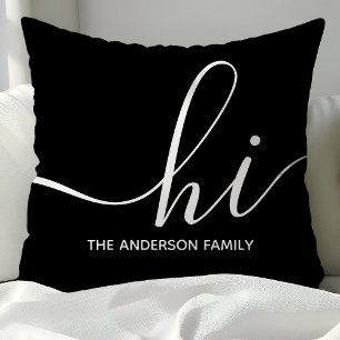 Personlig Svart Script Hi Kudde