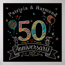 Personlig svart tavla-doodle 50-årsjubileum poster