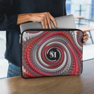 Personlig Svart toning Spiral Fractal Laptop Fodral