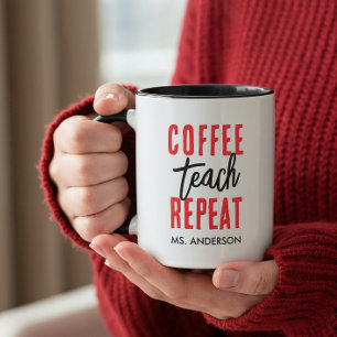 Personlig Svart Typografi Kaffe Lärare Mugg