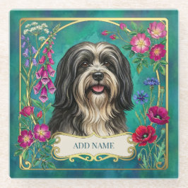 Personlig svart & vit Lhasa Apso Coaster