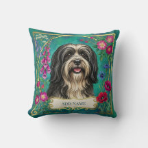 Personlig svart-vit Lhasa Apso-kudde