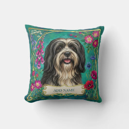 Personlig svart-vit Lhasa Apso-kudde Kudde