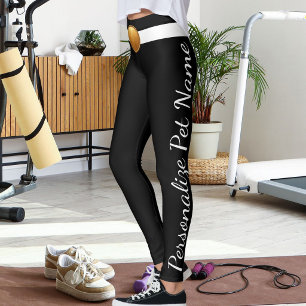 Personlig svart-vit text för husdjursälskare leggings