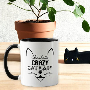 Personlig Svarta katten Dam Namn Mugg