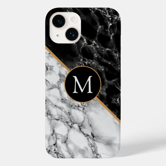 Personlig Svartvit marble iphone case (Baksida)