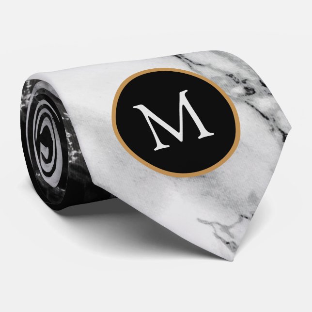 Personlig Svartvit marble Tie Anpassningsbar Brev Slips (Rullad)