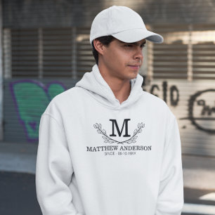 Personlig svartvit Namn-monogramålder Hoodie