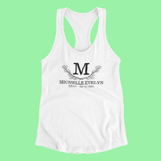 Personlig svartvit Namn-monogramålder Linne Med Racerback
