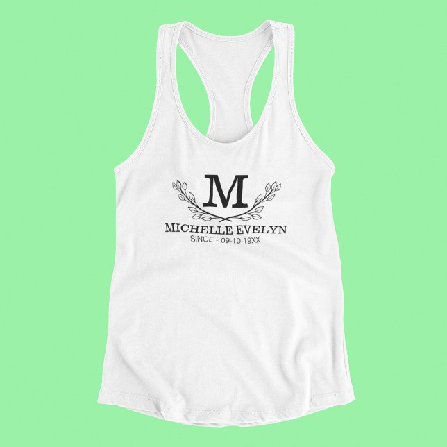 Personlig svartvit Namn-monogramålder Linne Med Racerback (Skapare uppladdad)