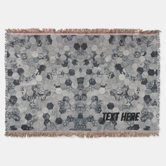 Personlig Svartvitt hexagonövertoning Filt (Framsidan)