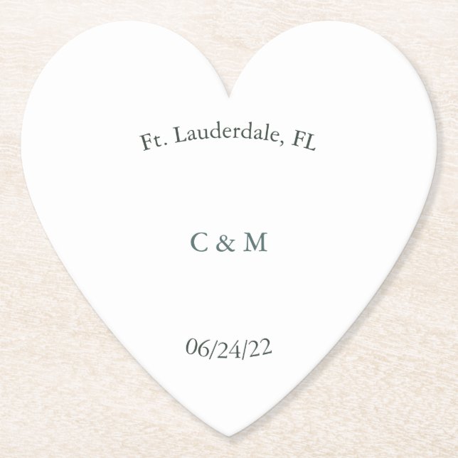 Personlig Svartvitt Pappert hjärta Underlägg (Framsida)