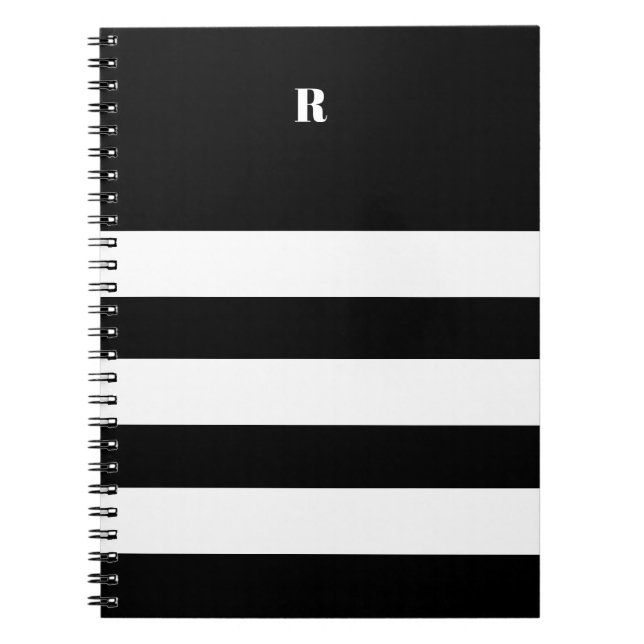 Personlig Svartvitt stripe Anteckningsbok (Framsidan)