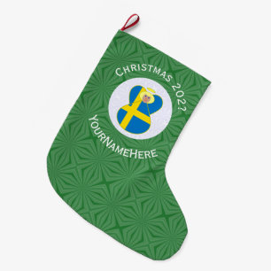 Personlig svensk ängel julflagga stor julstrumpa