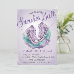 Personlig Sweet 16:e födelsedag Sneaker Boll Inbjudningar