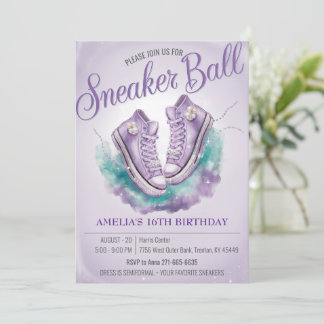 Personlig Sweet 16:e födelsedag Sneaker Boll Inbjudningar