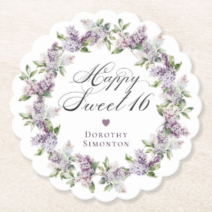 Personlig Sweet 16 Lila Lilac Flower Underlägg Papper