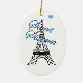 Personlig Sweet 16 Paris Eiffel Torn Ornament