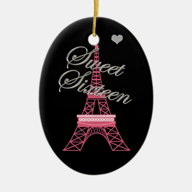Personlig Sweet 16 Paris Eiffel Torn Ornament (Framsidan)