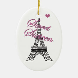 Personlig Sweet 16 Paris Eiffel Torn Ornament