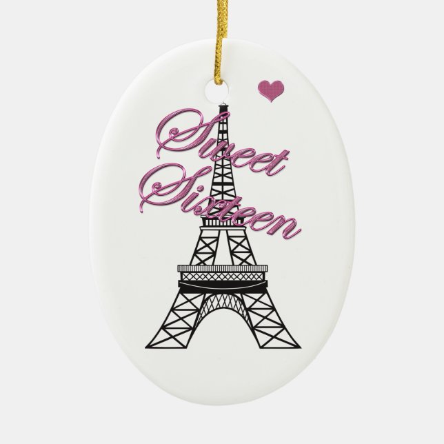 Personlig Sweet 16 Paris Eiffel Torn Ornament (Framsidan)