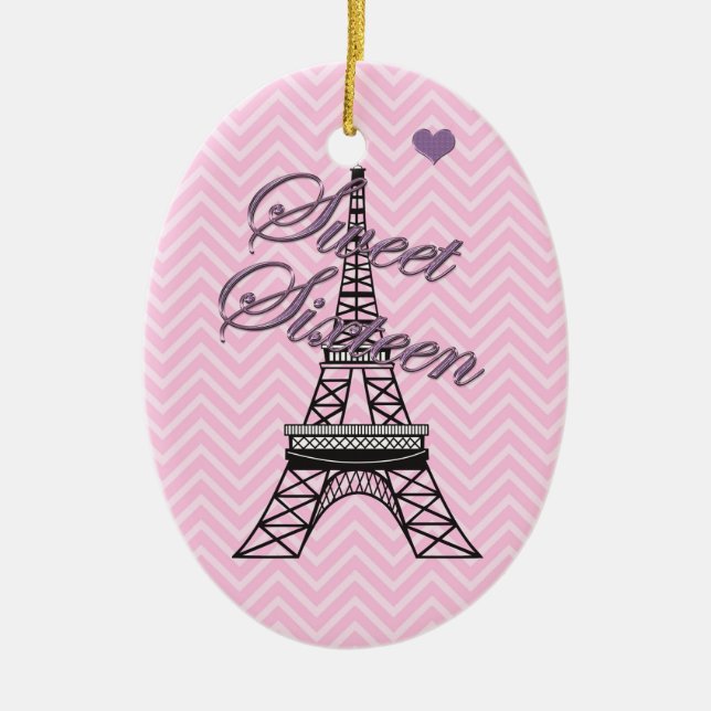 Personlig Sweet 16 Paris Eiffel Torn Ornament (Framsidan)