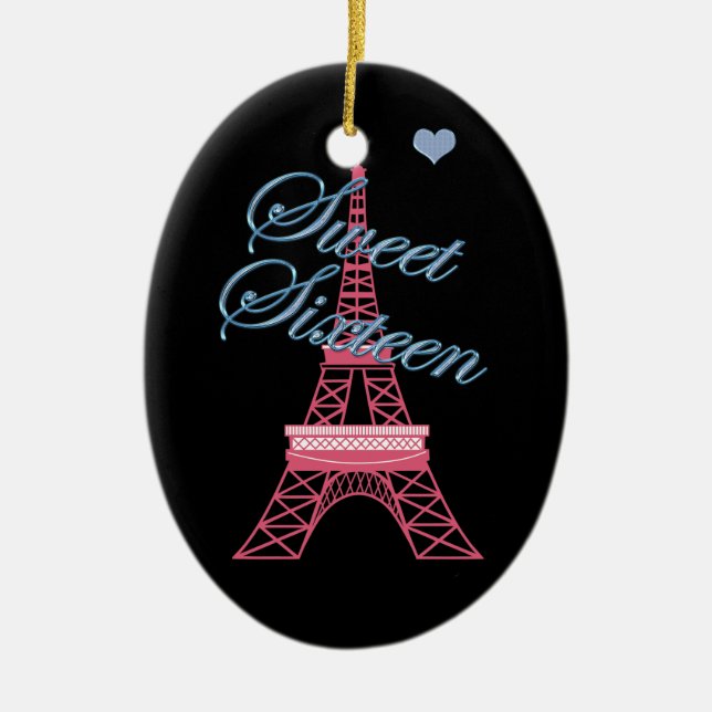 Personlig Sweet 16 Paris Eiffel Torn Ornament (Framsidan)
