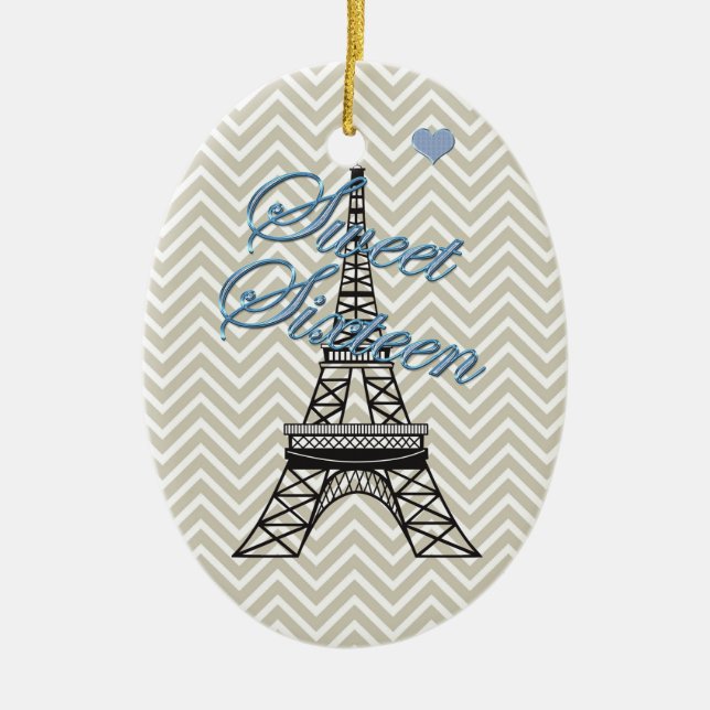 Personlig Sweet 16 Paris Eiffel Torn Ornament (Framsidan)