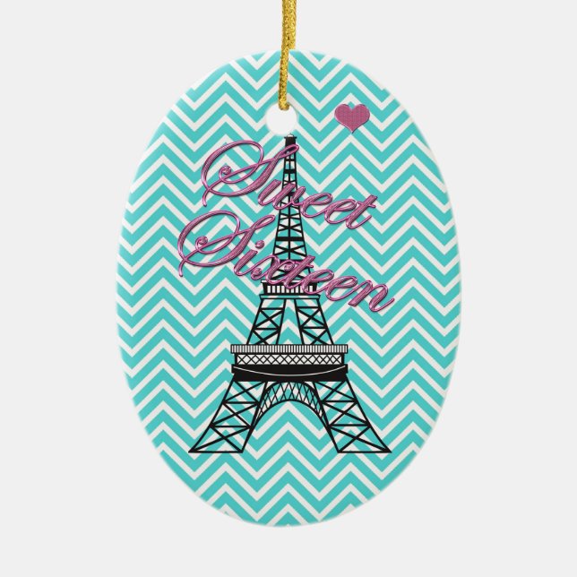Personlig Sweet 16 Paris Eiffel Torn Ornament (Framsidan)