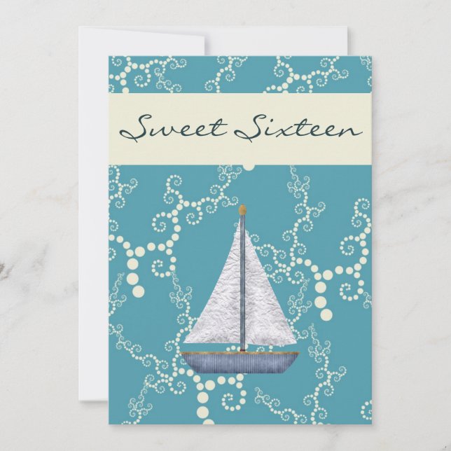 Personlig Sweet 16 Sailboat Birthday Inbjudan (Framsida)
